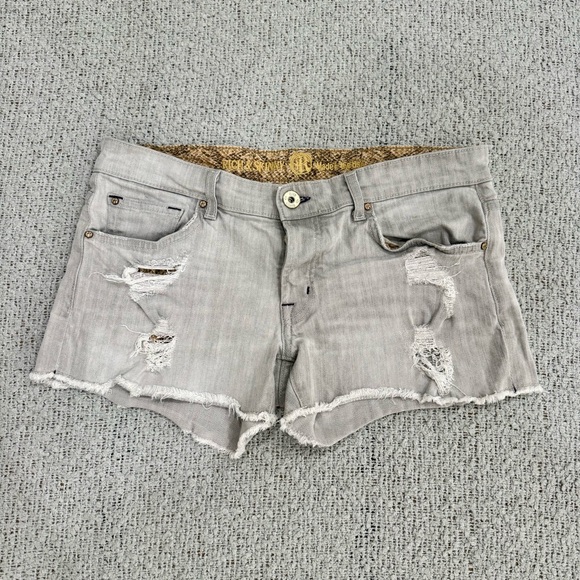 Rich & Skinny Pants - Rich & Skinny Gray Distressed Denim Shorts Size 27 Cutoff Frayed Hem Made in USA